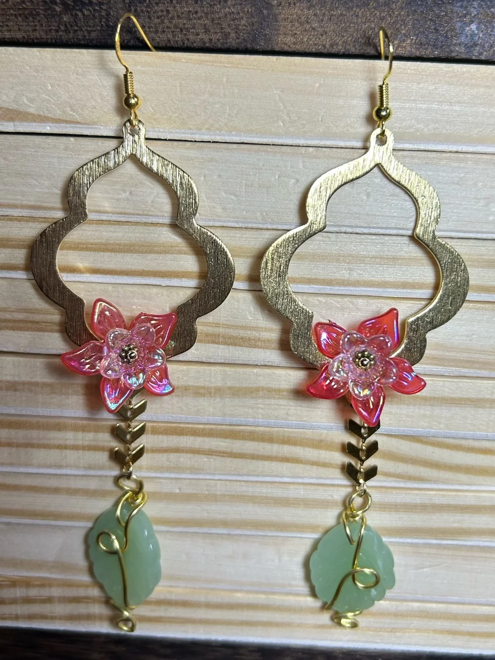 3/$25 Floral Drop Earrings with Pink Flower